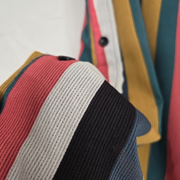 Revolve Line and Dot Rainbow Striped Button Side Midi Dress - Picture 5 of 7